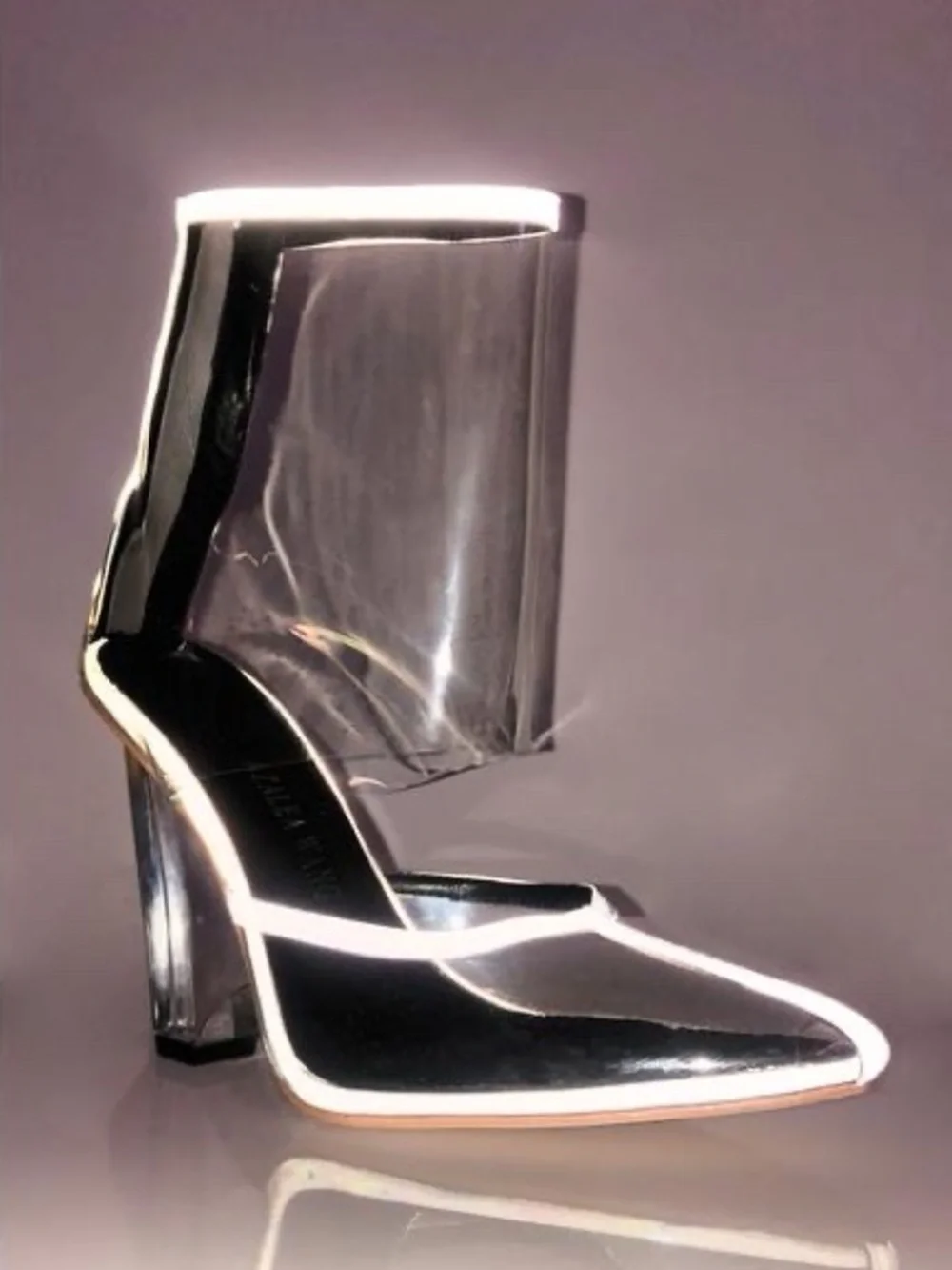 Azalea Wang Kitty Reflective Silver Clear PVC Lucite Heel Size 11 NWT